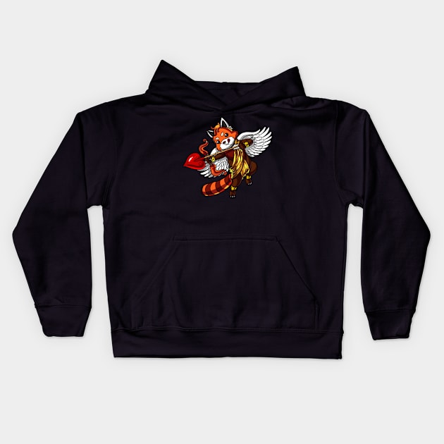 Red Panda Bear Cupid Kids Hoodie by underheaven